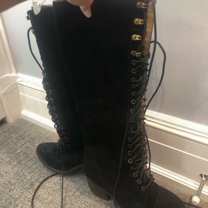 JEFFREY CAMPBELL KNEE HIGH LACE UP BOOT